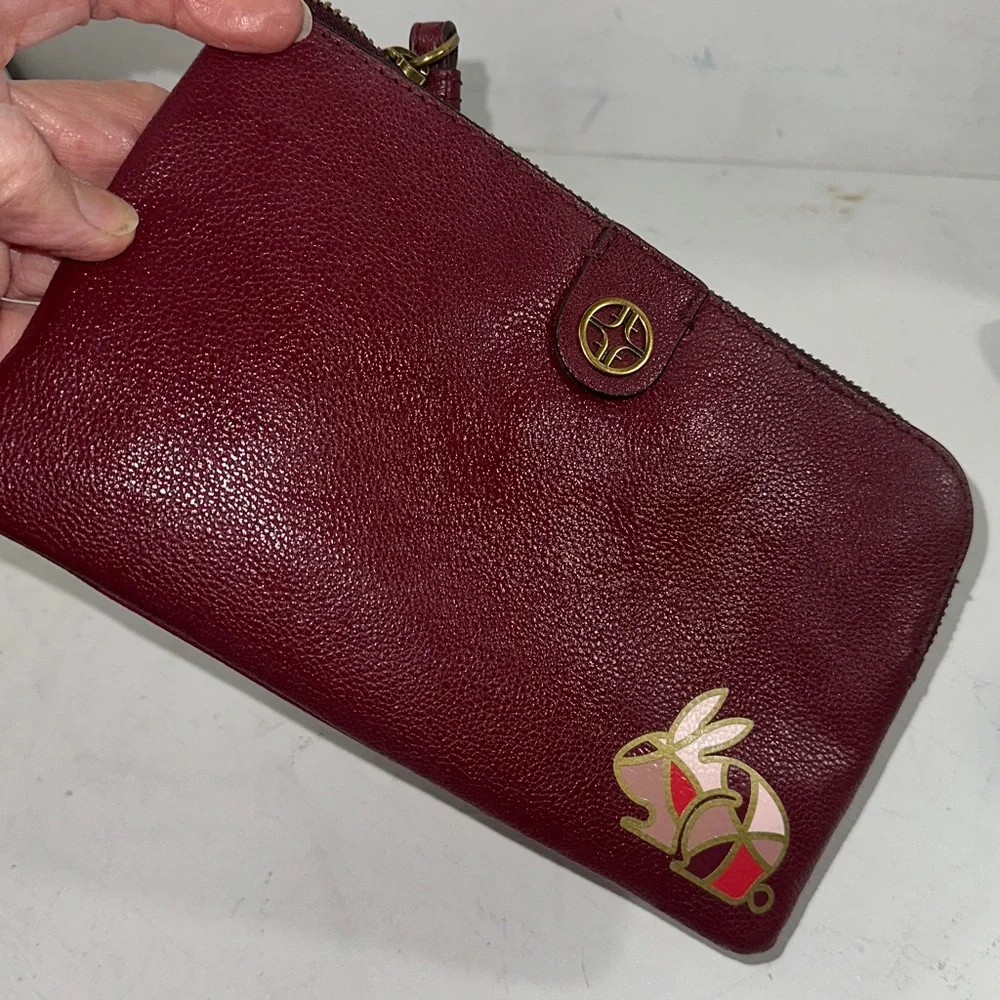 Fossil leather clutch wristlet burgundy - Picture 2 of 8